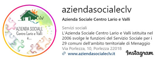 Pagina instagram dell'azienda